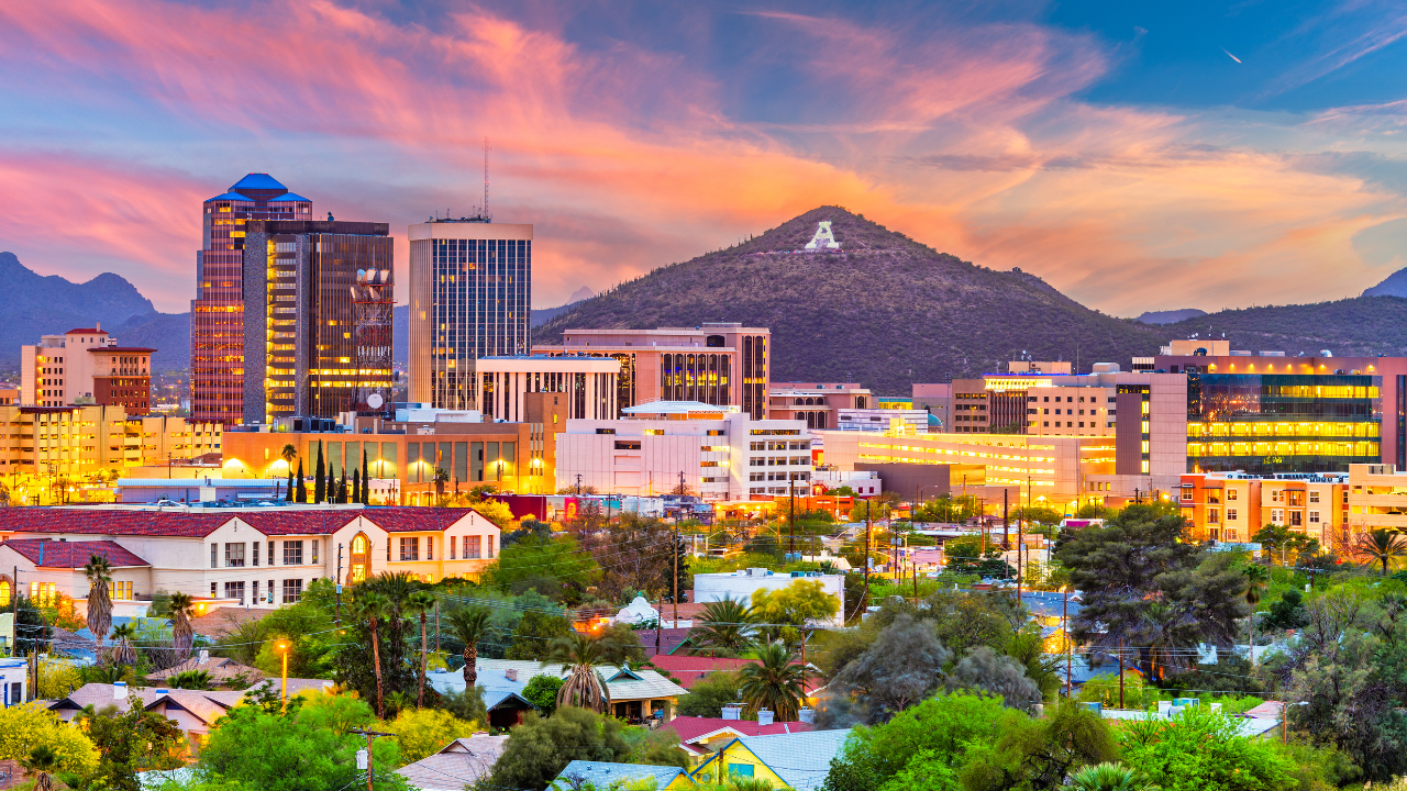 Tempe Arizona skyline at sunset