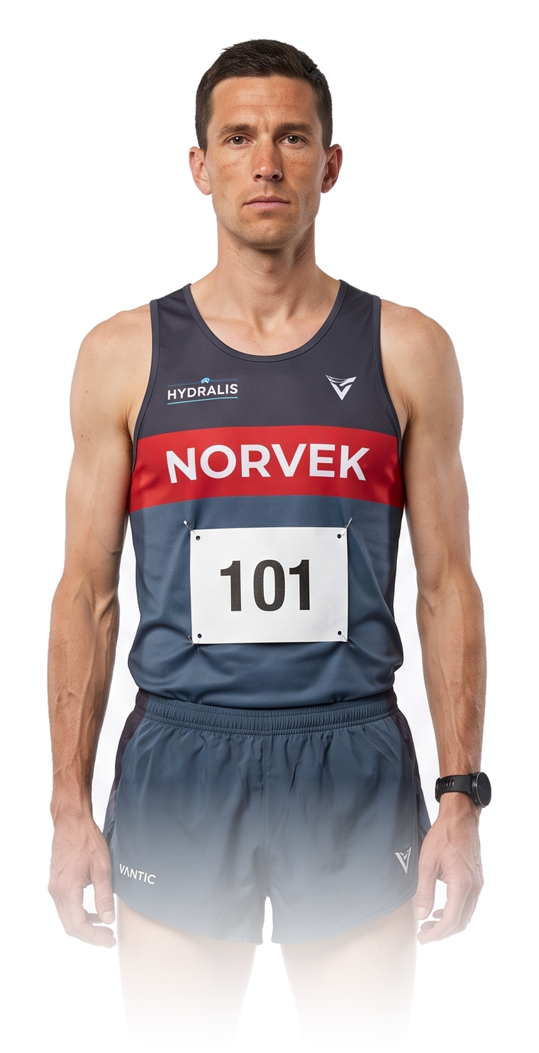 An elite runner photographed in the lab, the athlete the test was run on