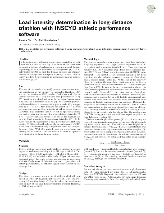 Load intensity determination in triathlon