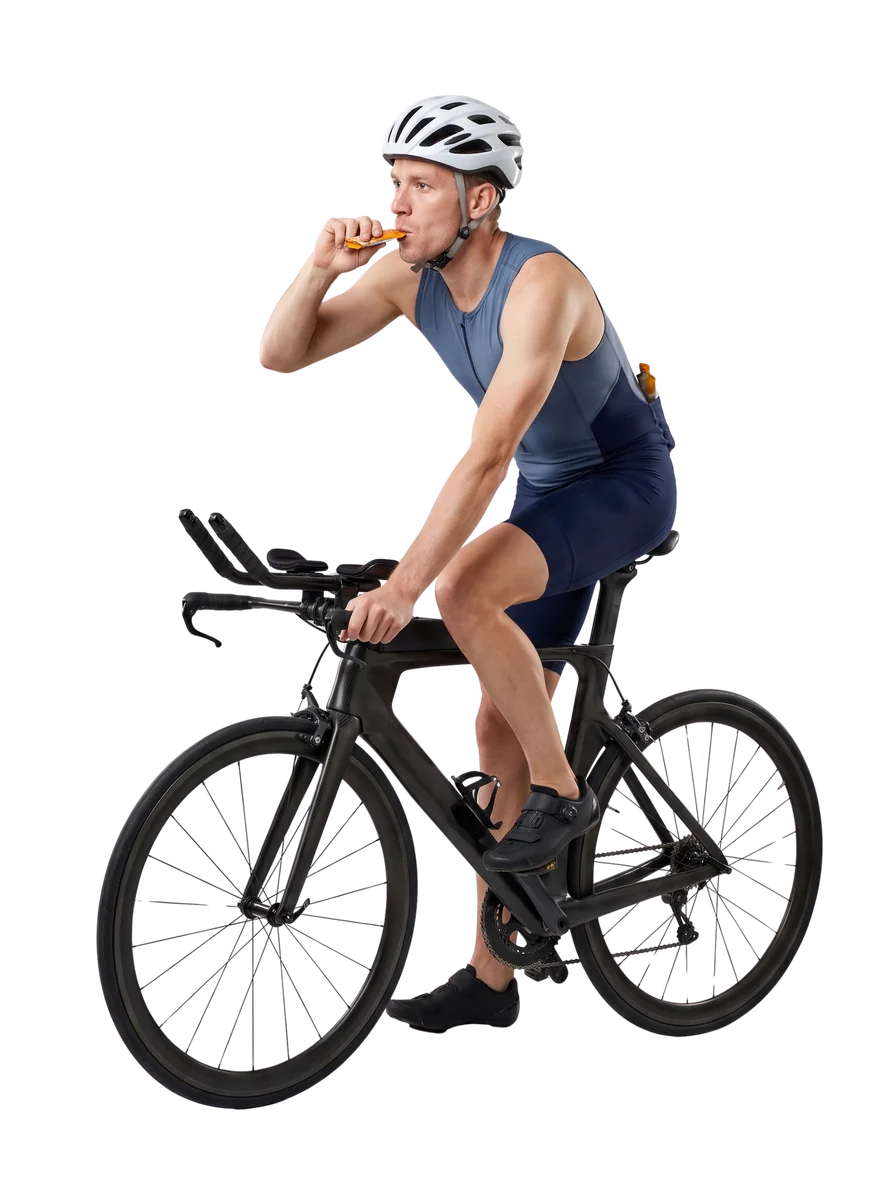 Triathlete riding a time trial bike